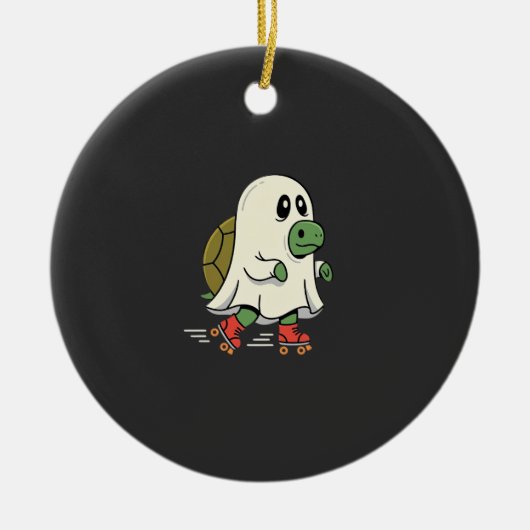 Ghost Turtle Roller Skates Halloween Design_1 Keramisch Ornament (Voorkant)