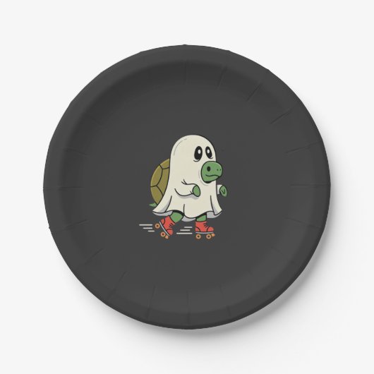 Ghost Turtle Roller Skates Halloween Design_1 Papieren Bordje (Voorkant)