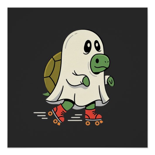 Ghost Turtle Roller Skates Halloween Design_1 Perfect Poster (Voorkant)