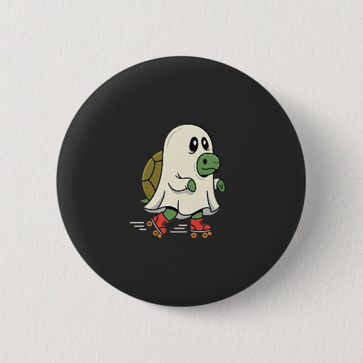 Ghost Turtle Roller Skates Halloween Design_1 Ronde Button 5,7 Cm (Voorkant)