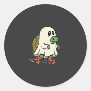 Ghost Turtle Roller Skates Halloween Design_1 Ronde Sticker