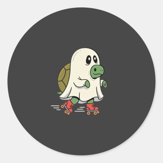 Ghost Turtle Roller Skates Halloween Design_1 Ronde Sticker (Voorkant)
