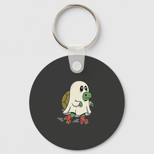 Ghost Turtle Roller Skates Halloween Design_1 Sleutelhanger (Voorkant)
