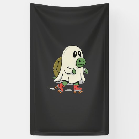 Ghost Turtle Roller Skates Halloween Design_1 Spandoek (Verticaal)