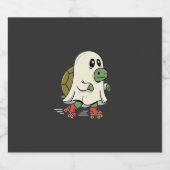 Ghost Turtle Roller Skates Halloween Design_1 Sparkling Wijnetiket (Enkel label)