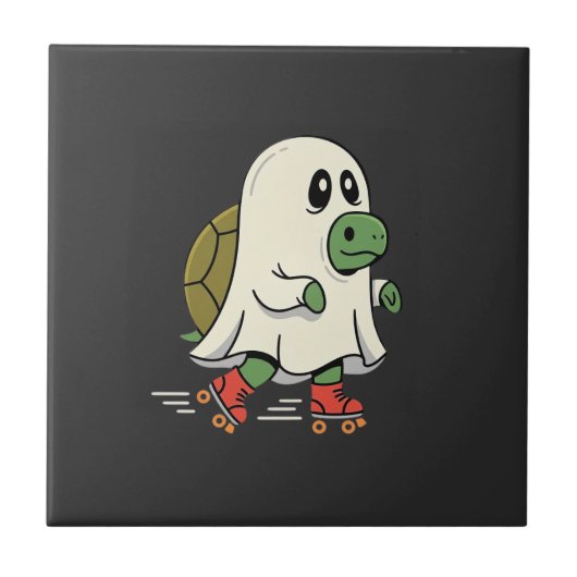 Ghost Turtle Roller Skates Halloween Design_1 Tegeltje (Voorkant)