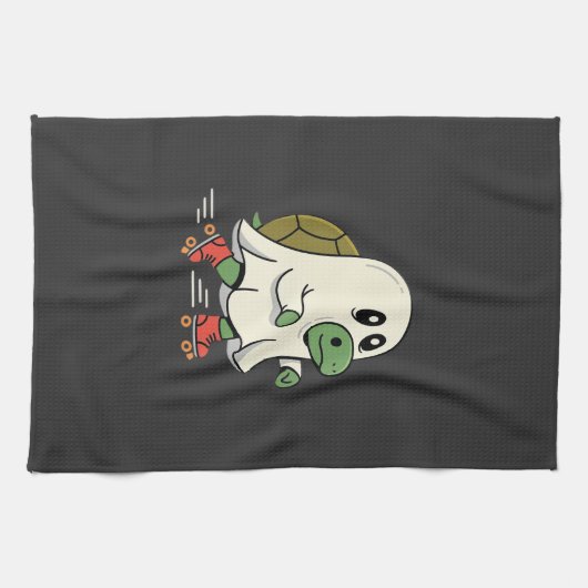 Ghost Turtle Roller Skates Halloween Design_1 Theedoek (Horizontaal)
