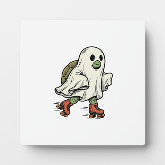 Ghost Turtle Roller Skating Vintage Halloween-ontw Fotoplaat (Voorkant)