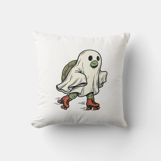 Ghost Turtle Roller Skating Vintage Halloween-ontw Kussen (Voorkant)