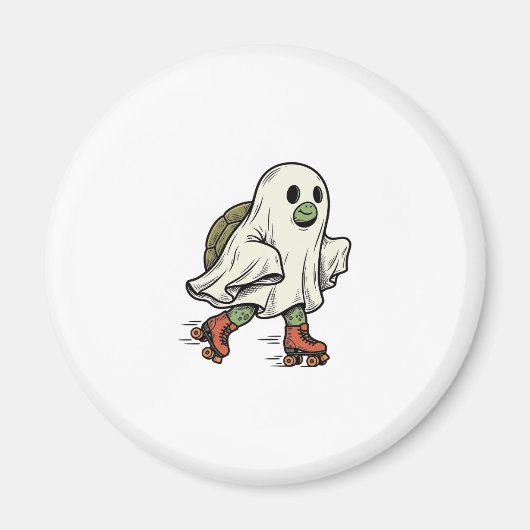 Ghost Turtle Roller Skating Vintage Halloween Ontw Magneet (Voorkant)