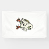 Ghost Turtle Roller Skating Vintage Halloween-ontw Spandoek (Horizontaal)
