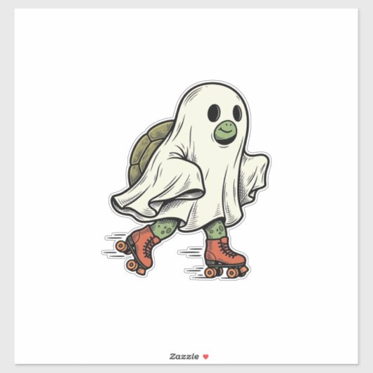 Ghost Turtle Roller Skating Vintage Halloween-ontw Sticker (Vel)