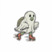 Ghost Turtle Roller Skating Vintage Halloween-ontw Sticker (Voorkant)