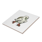 Ghost Turtle Roller Skating Vintage Halloween-ontw Tegeltje (Zijkant)