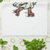 Ghost Turtle Roller Skating Vintage Halloween Ontw Theedoek (Gevouwen)