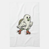 Ghost Turtle Roller Skating Vintage Halloween Ontw Theedoek (Verticaal)