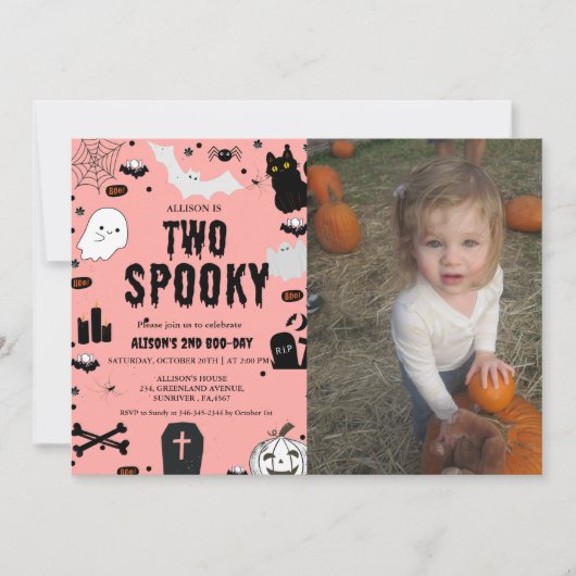 Ghost Two Spooky Halloween 2e verjaardagsfeestje Kaart (Voorkant)