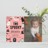 Ghost Two Spooky Halloween 2e verjaardagsfeestje Kaart (Staand voorkant)