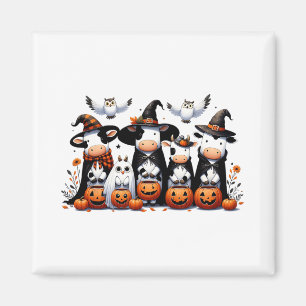 Ghost Uilen Koeien Halloween Dieren Koe Lover Spoo Magneet