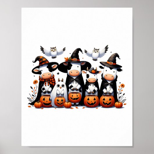 Ghost Uilen Koeien Halloween Dieren Koe Lover Spoo Poster (Voorkant)