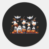 Ghost Uilen Koeien Halloween Dieren Koe Lover Spoo Ronde Sticker (Voorkant)