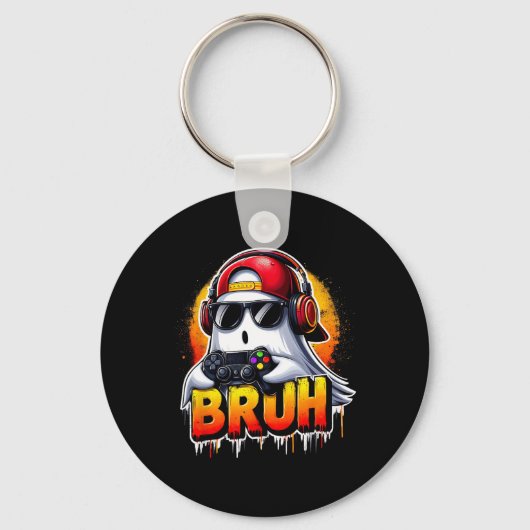 Ghost Video Game Bruh Halloween Gaming Controller Sleutelhanger (Voorkant)