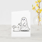 Ghost Walking Dog Ghostie Grappige Halloween Hond Kaart (Gele Bloem)