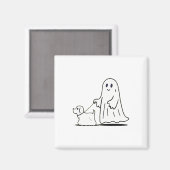 Ghost Walking Dog Ghostie Grappige Halloween Hond  Magneet (Voorkant / Achterkant)