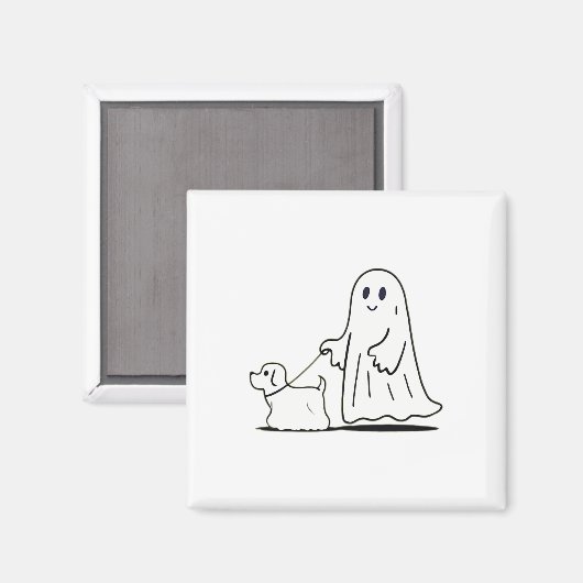 Ghost Walking Dog Ghostie Grappige Halloween Hond  Magneet (Voorkant / Achterkant)