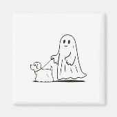 Ghost Walking Dog Ghostie Grappige Halloween Hond  Magneet (Voorkant)