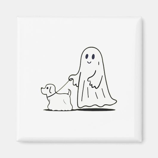 Ghost Walking Dog Ghostie Grappige Halloween Hond  Magneet (Voorkant)