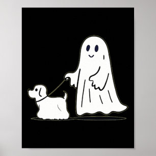 Ghost Walking Dog Ghostie Grappige Halloween Hond  Poster