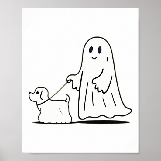 Ghost Walking Dog Ghostie Grappige Halloween Hond Poster (Voorkant)