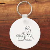 Ghost Walking Dog Ghostie Grappige Halloween Hond Sleutelhanger (Voorkant)