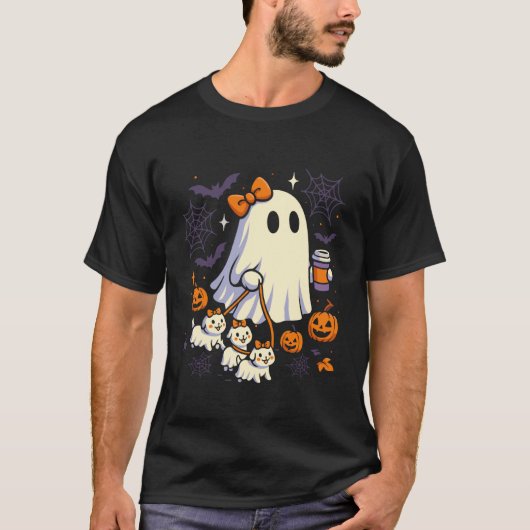 Ghost Walking Hond T-shirt Coquette Halloween Hond (Voorkant)
