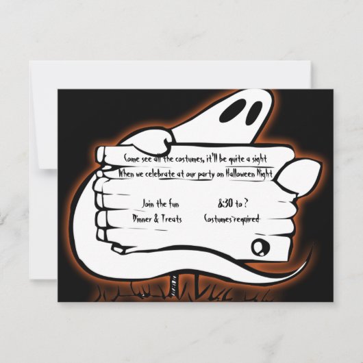Ghost Welkom op Black Halloween Uitnodiging (Voorkant)