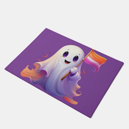 Ghost whit lesbian flag deurmat (Schuin)