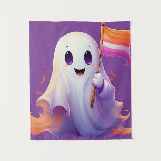 Ghost whit lesbian flag wandkleed (Voorkant)