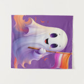Ghost whit lesbian flag wandkleed (Voorkant (horizontaal))