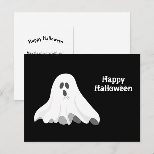 Ghost White Screaming Graphic Halloween Briefkaart (Voorkant / Achterkant)