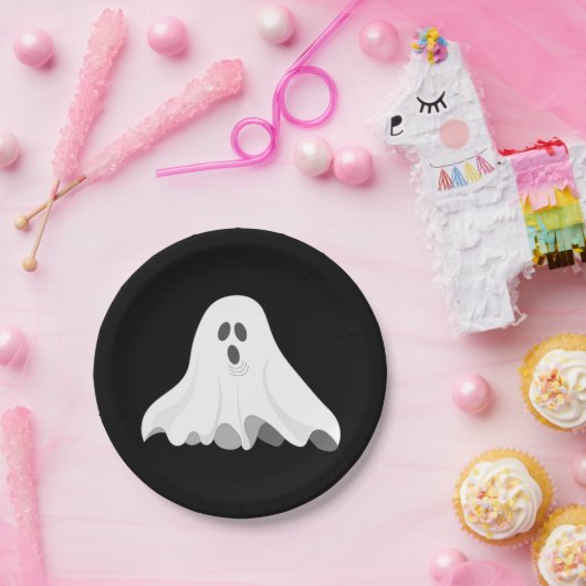 Ghost White Screaming Graphic Halloween Papieren Bordje (Feest)