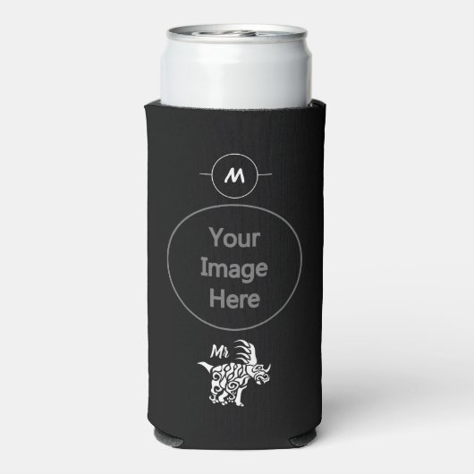 Ghost White Styracosaurus met Tribal War Paint Seltzer Blikjeskoeler (Seltzer Achterkant)