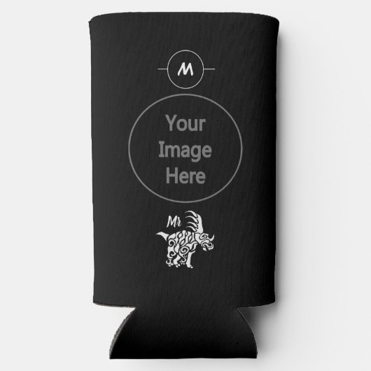 Ghost White Styracosaurus met Tribal War Paint Seltzer Blikjeskoeler (Achterkant)