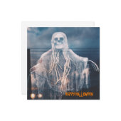 Ghost Wish Happy Halloween persoonlijke Kaart (Voorkant / Achterkant in situ)