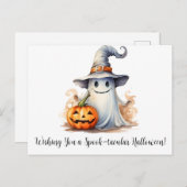 Ghost Wishing You a Spook-tacular Halloween Feestdagenkaart (Voorkant / Achterkant)