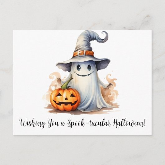 Ghost Wishing You a Spook-tacular Halloween Feestdagenkaart (Voorkant)