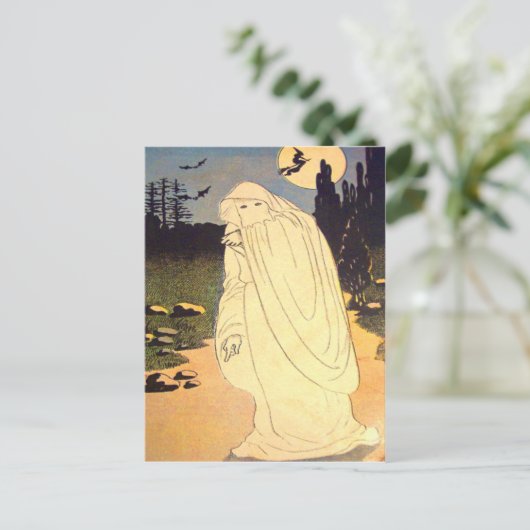 Ghost Witch Bat Moon Spirit Briefkaart (Staand voorkant)