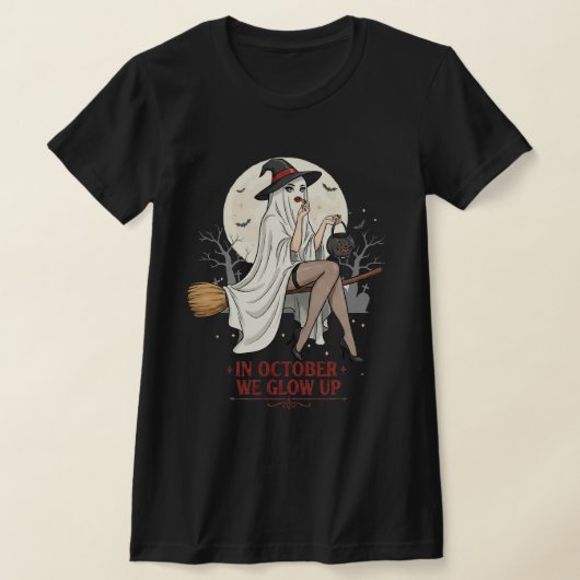 Ghost Witch Broom Ride – Halloween  T-shirt (Laagn)