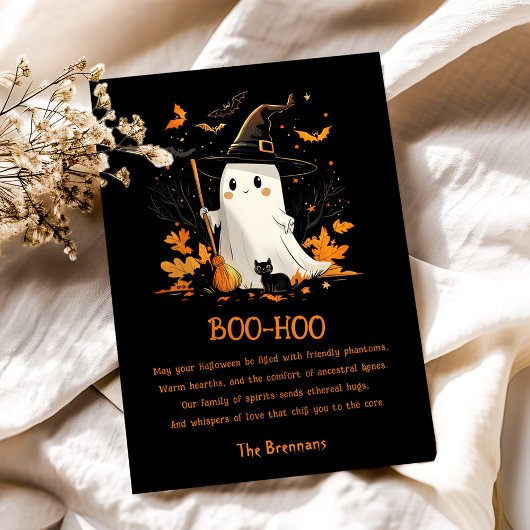 Ghost Witch Oktober Herfst Spooky Halloween Kaart