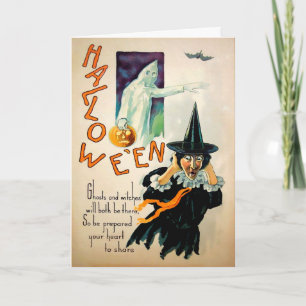  Ghost Witch Poem Halloween Card Feestdagen Kaart